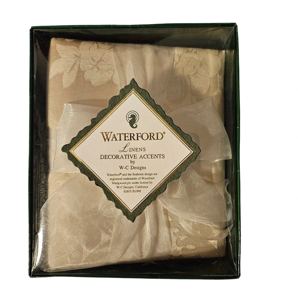 Waterford Linens Decorative Accents Damask Floral Cream Vintage 1998 NIB Gift
